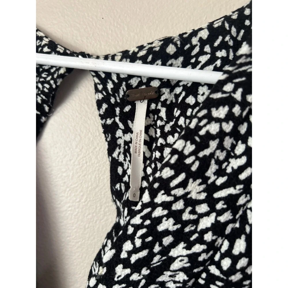 Free People Women's Black White‎ Print Midi Dress Bohemian Casual Beach